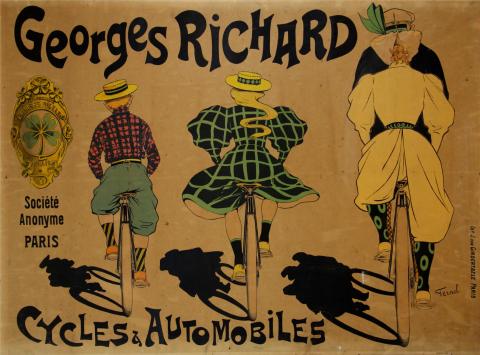 Affiche cycles George richard avec des femmes portant un pantalon